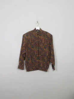 Women's Vintage Printed Brown Blouse M