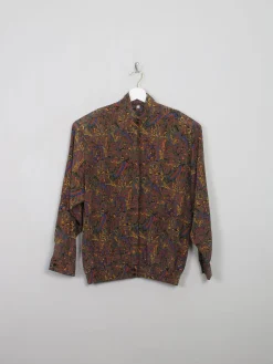Women's Vintage Printed Brown Blouse M