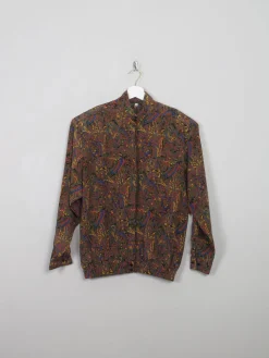 Women's Vintage Printed Brown Blouse M