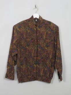 Women's Vintage Printed Brown Blouse M