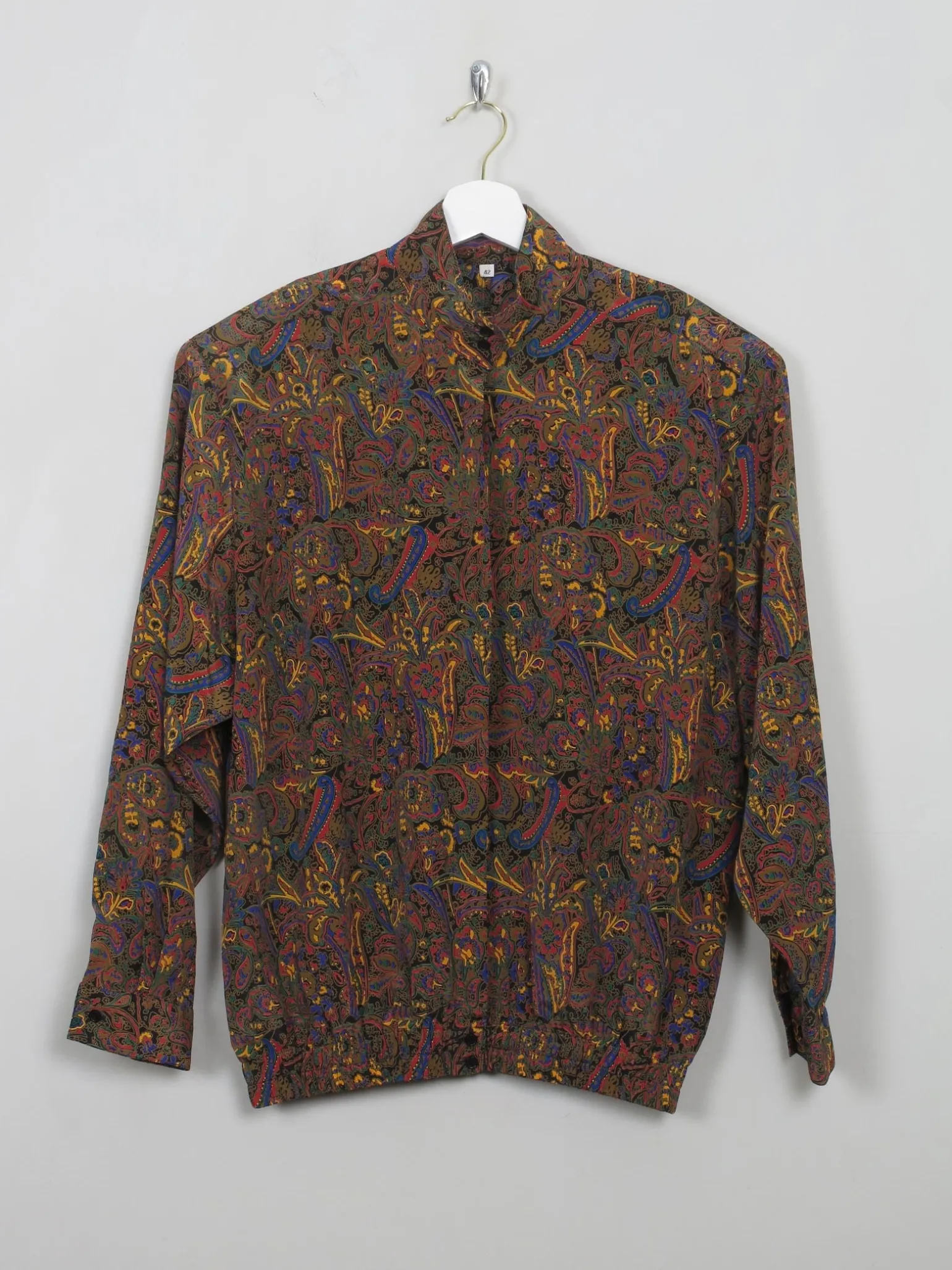 Women's Vintage Printed Brown Blouse M