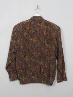 Women's Vintage Printed Brown Blouse M