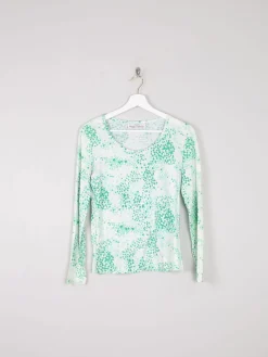 Women’s Vintage Printed Green Top Italian Robert Janan XS/S