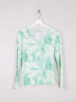Women’s Vintage Printed Green Top Italian Robert Janan XS/S