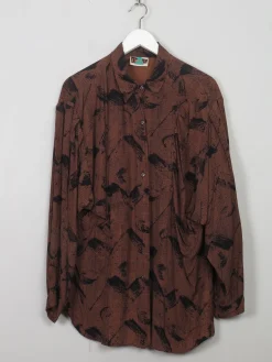 Women's Vintage Printed 80s Blouse M/L
