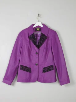 Women's Vintage Purple Leather Tailored Jacket M