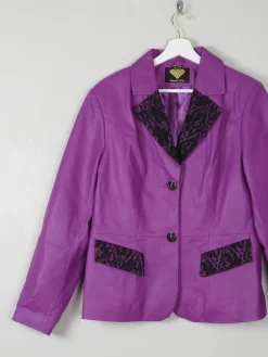 Women's Vintage  Purple Leather Tailored Jacket M