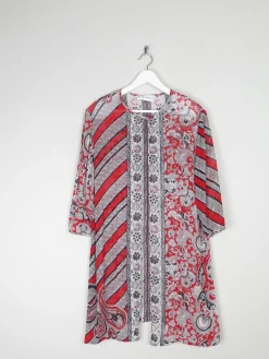 Women's Vintage Red & Black Printed Tunic M