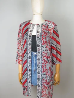 Women's Vintage Red & Black Printed Tunic M