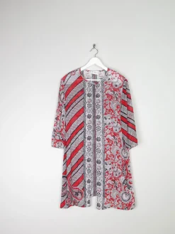 Women's Vintage Red & Black Printed Tunic M