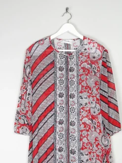 Women's Vintage Red & Black Printed Tunic M