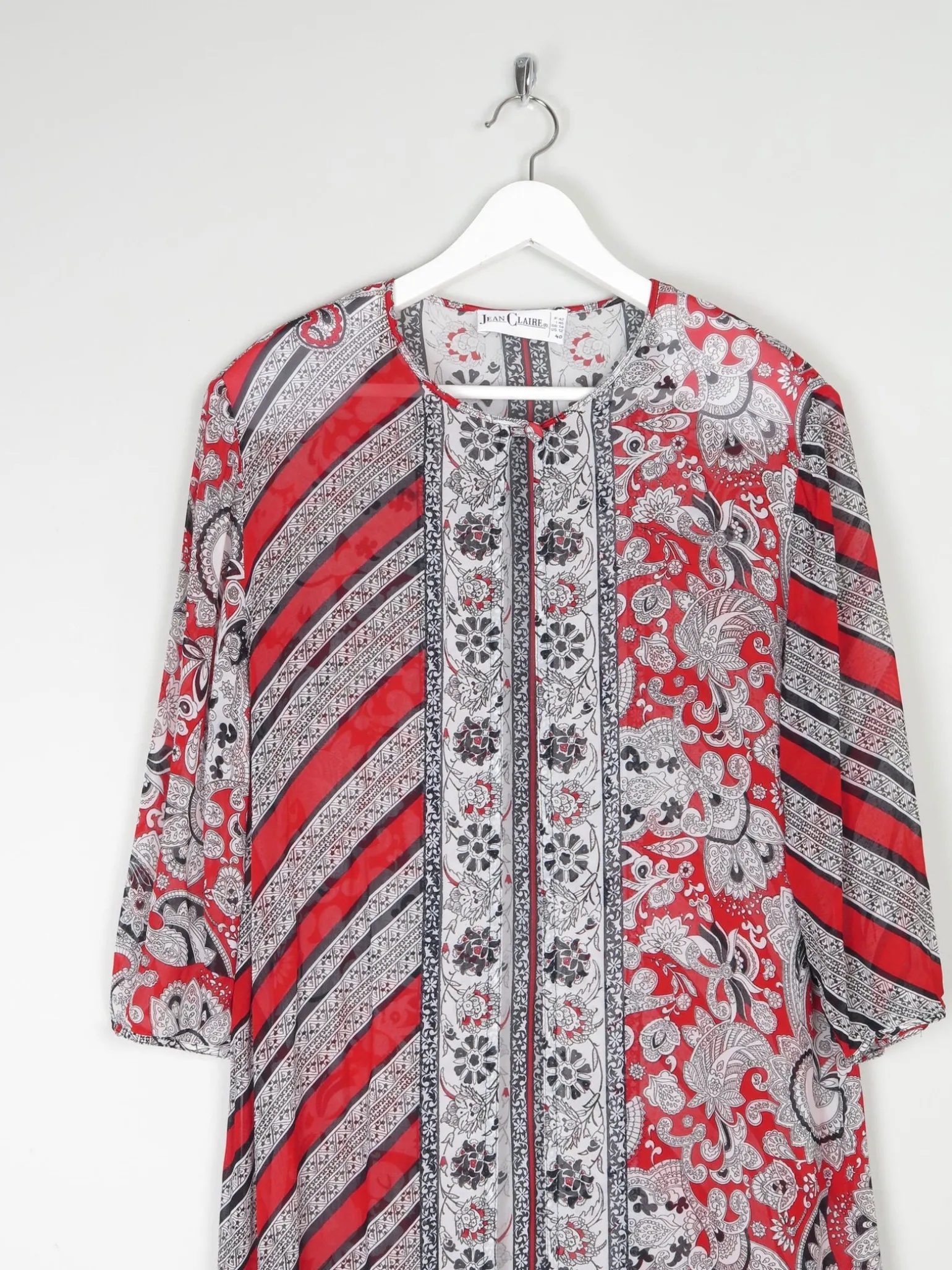 Women's Vintage Red & Black Printed Tunic M