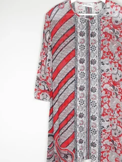 Women's Vintage Red & Black Printed Tunic M