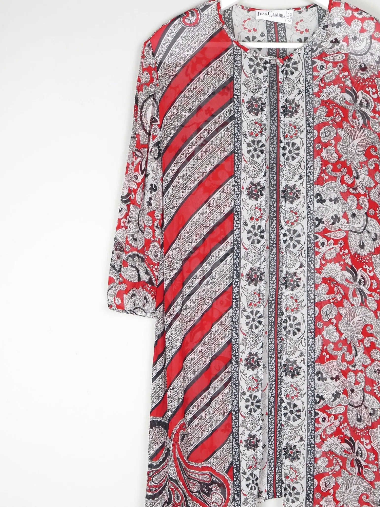 Women's Vintage Red & Black Printed Tunic M