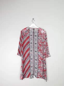 Women's Vintage Red & Black Printed Tunic M