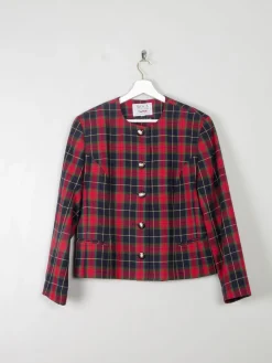 Women's Vintage Red & Navy Tartan Avoca Jacket M