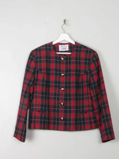 Women's Vintage Red & Navy Tartan Avoca Jacket M