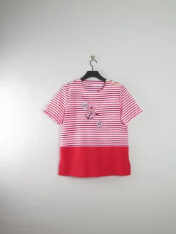 Women's Vintage Red & White Sailor Style Blouse M