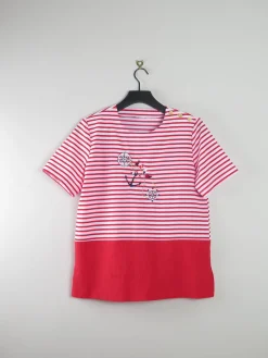 Women's Vintage Red & White Sailor Style Blouse M
