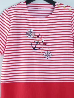 Women's Vintage Red & White Sailor Style Blouse M