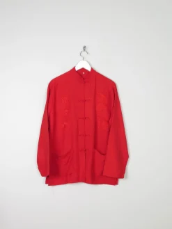 Women’s Vintage Red Chinese Dynasty Jacket With Dragon Embroidery M