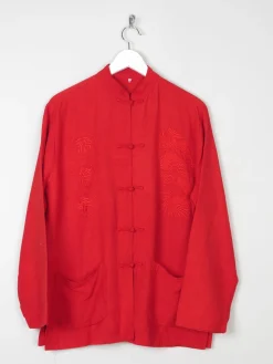 Women’s Vintage Red Chinese Dynasty Jacket With Dragon Embroidery M