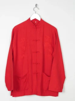 Women’s Vintage Red Chinese Dynasty Jacket With Dragon Embroidery M