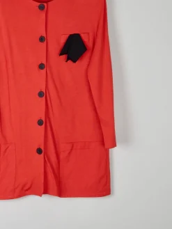 Women’s Vintage Red Jersey 1980s Long Jacket M