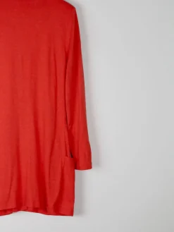Women’s Vintage Red Jersey 1980s Long Jacket M