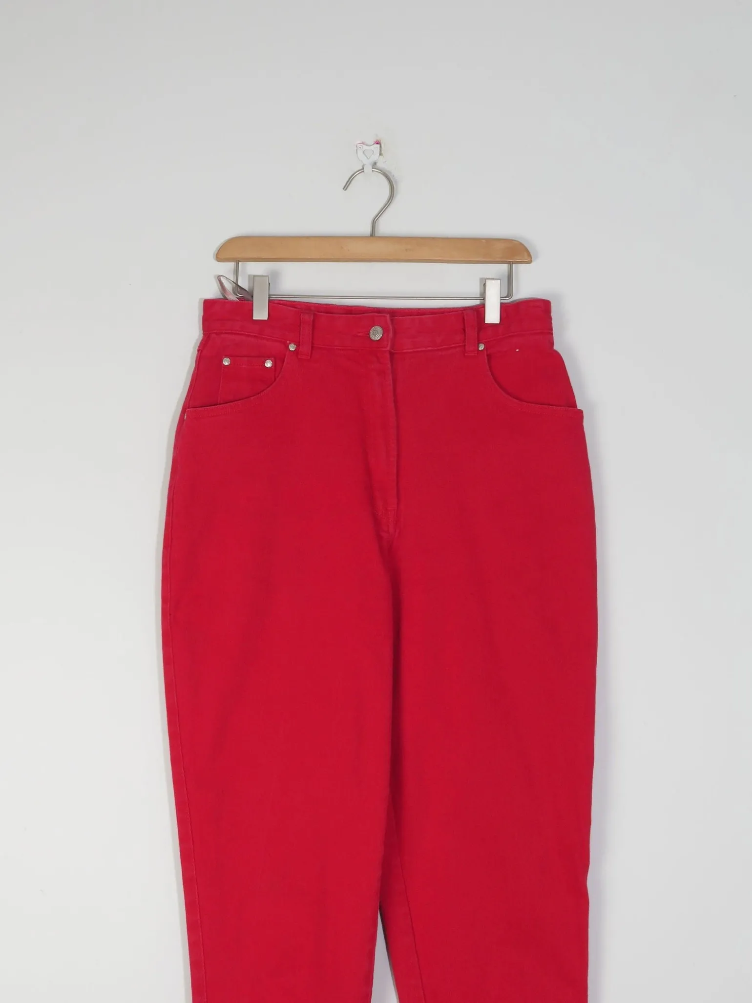 Women's Vintage Red Jinglers Mom Jeans 31" W