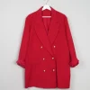 Women's Vintage Red Oversized Long Blazer L/XL