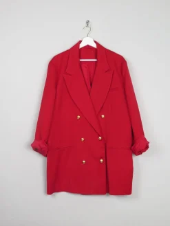 Women's Vintage Red Oversized Long Blazer L/XL