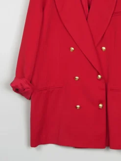 Women's Vintage Red Oversized Long Blazer L/XL