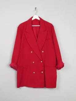 Women's Vintage Red Oversized Long Blazer L/XL
