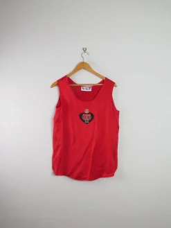 Women's Vintage Red Silk Camisole Top L