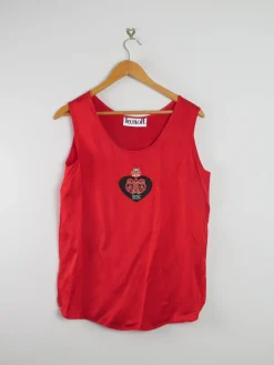 Women's Vintage Red Silk Camisole Top L