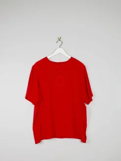 Women’s Vintage Red Silk Tshirt Blouse L