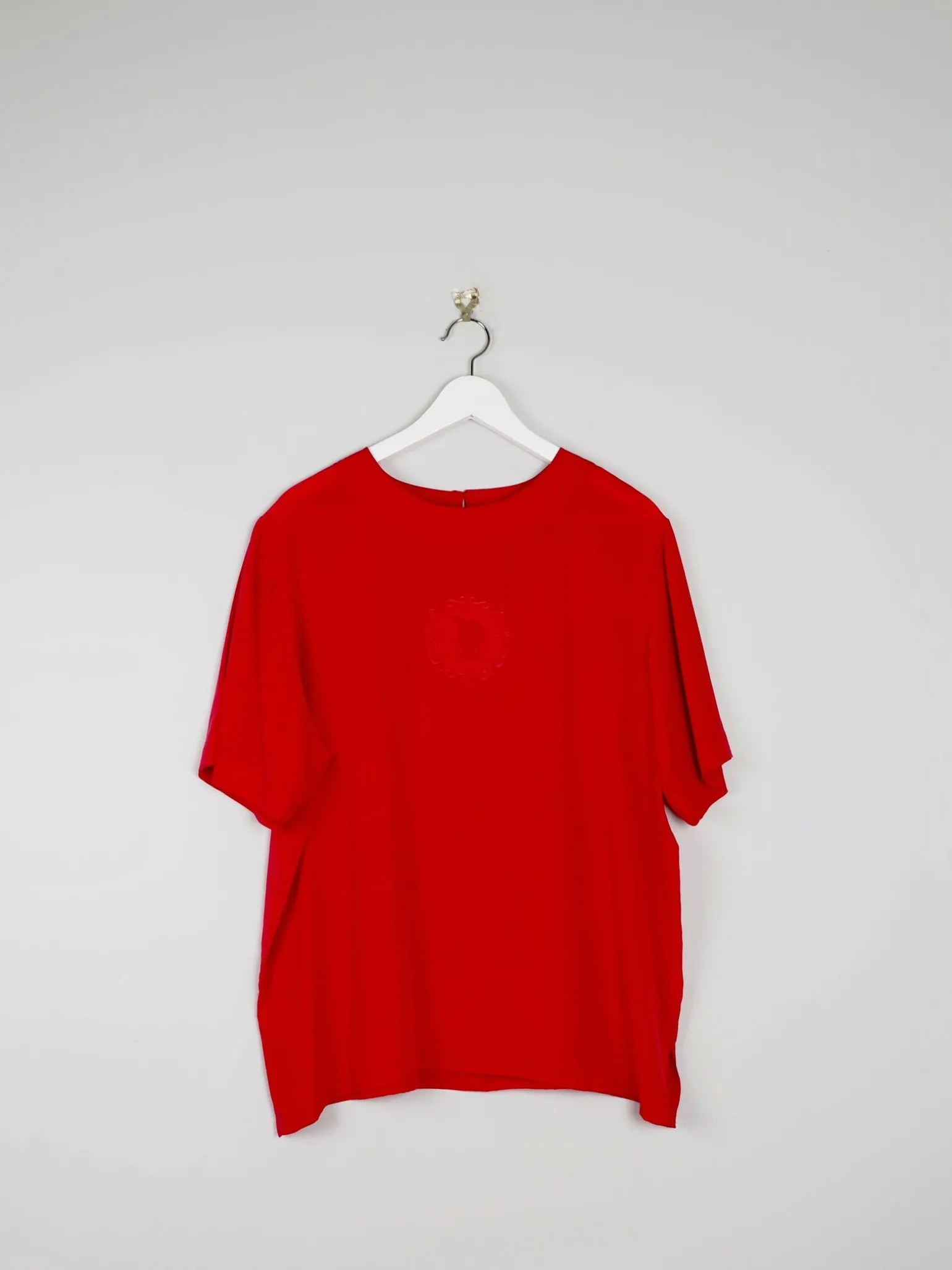 Women’s Vintage Red Silk Tshirt Blouse L
