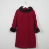 Women's Vintage Red Tweed Coat With Mink Trims S/M