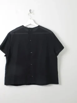 Women's Vintage 1960s Black Blouse With Pleats L/XL