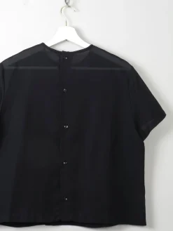 Women's Vintage 1960s Black Blouse With Pleats L/XL