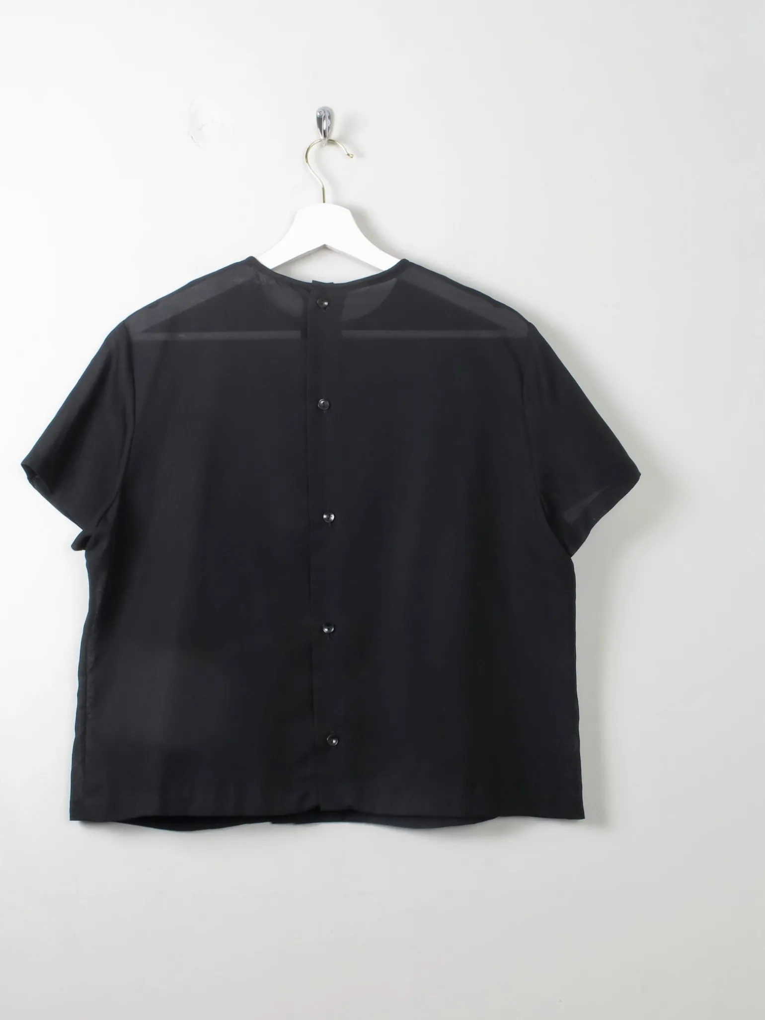Women's Vintage 1960s Black Blouse With Pleats L/XL