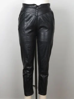 Women's Vintage 1980s Black Leather Trousers S