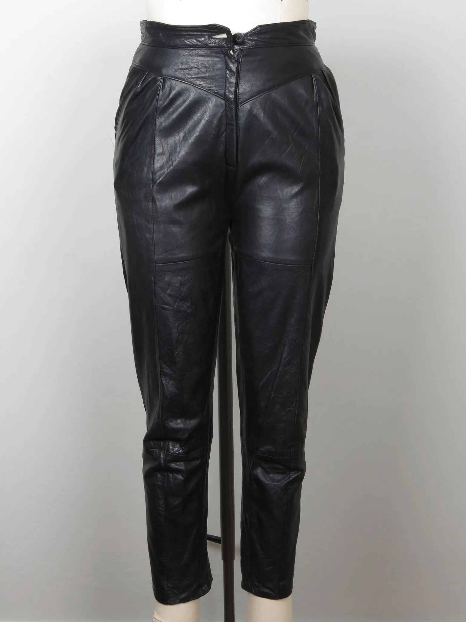 Women's Vintage 1980s Black Leather Trousers S