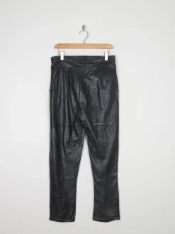 Women's Vintage 1980s Black Leather Trousers S