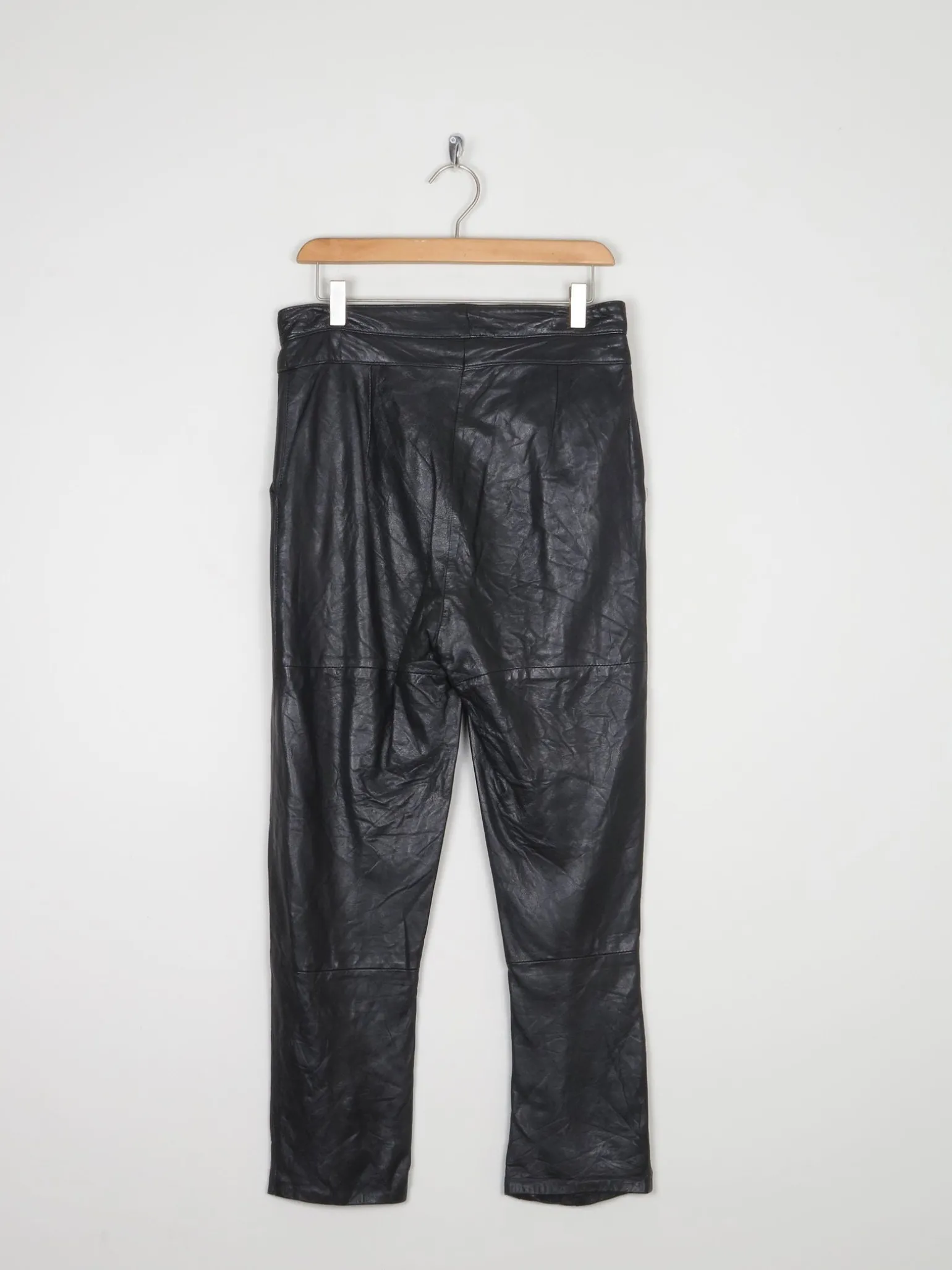 Women's Vintage 1980s Black Leather Trousers S