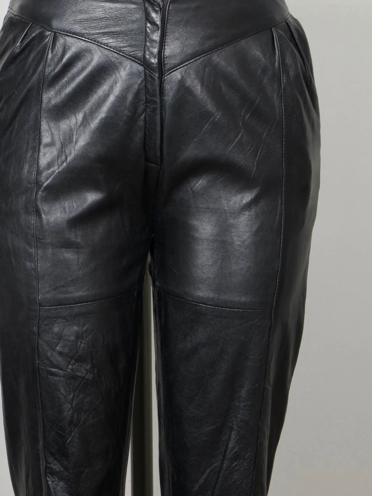 Women's Vintage 1980s Black Leather Trousers S