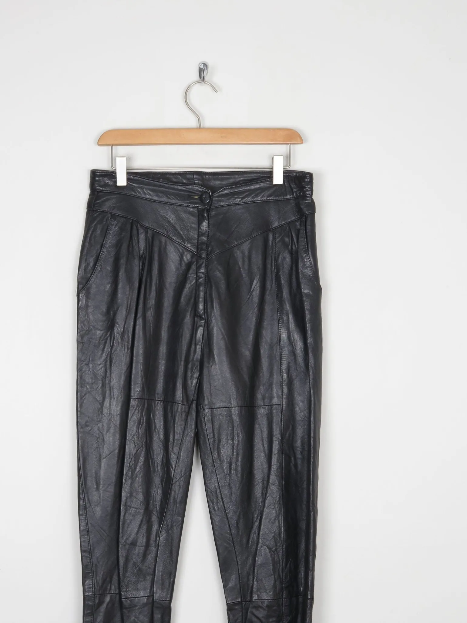 Women's Vintage 1980s Black Leather Trousers S
