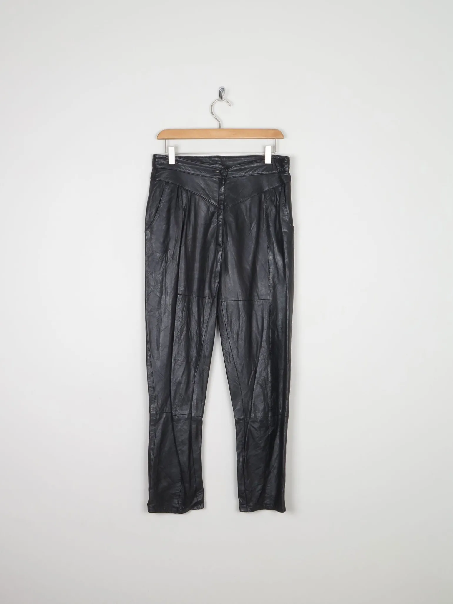 Women's Vintage 1980s Black Leather Trousers S