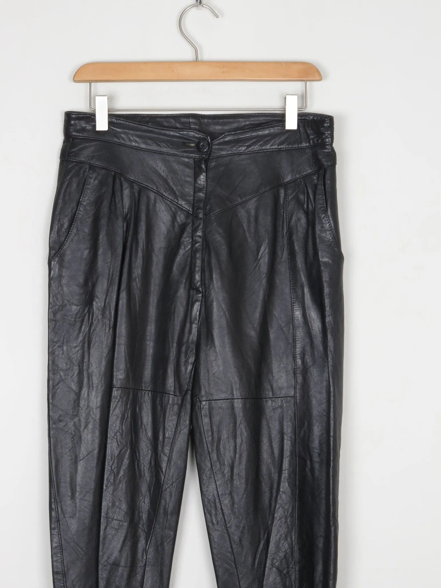 Women's Vintage 1980s Black Leather Trousers S